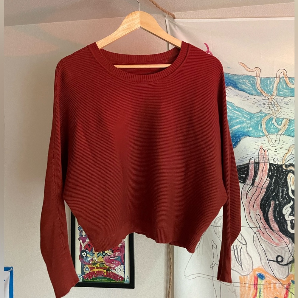 Rust Ribbed Knit Sweater - Picture 2 of 4